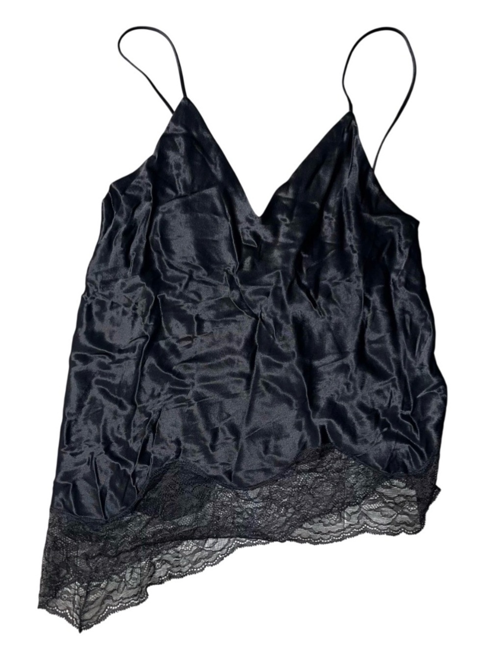 Zara Black Satin Camisole Nightie Lace Sexy Top Lingerie Black NWT XL Viscose